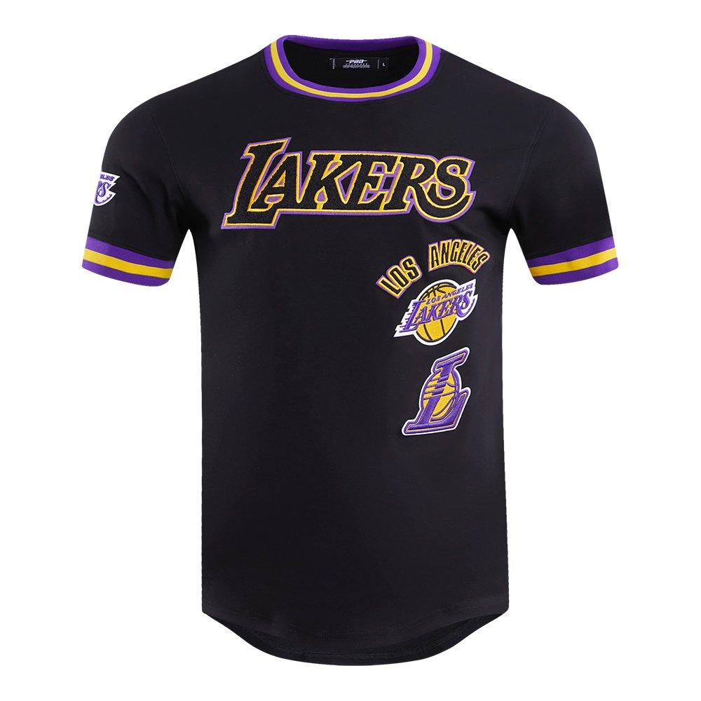 Pro Standard Men's NBA Los Angeles Lakers Retro Classic Double Knit Tee -Black/Purple/Yellow - BLACK/PURPLE/YELLOW Thumbnail View 1