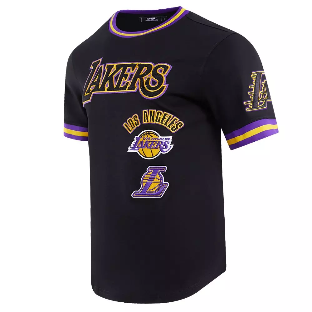 Pro Standard Men's NBA Los Angeles Lakers Retro Classic Double Knit Tee - Black/Purple/Yellow - BLACK/PURPLE/YELLOW