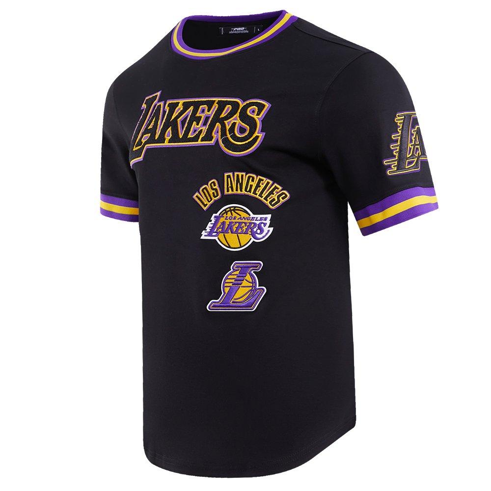 Pro Standard Men's NBA Los Angeles Lakers Retro Classic Double Knit Tee -Black/Purple/Yellow - BLACK/PURPLE/YELLOW Thumbnail View 3