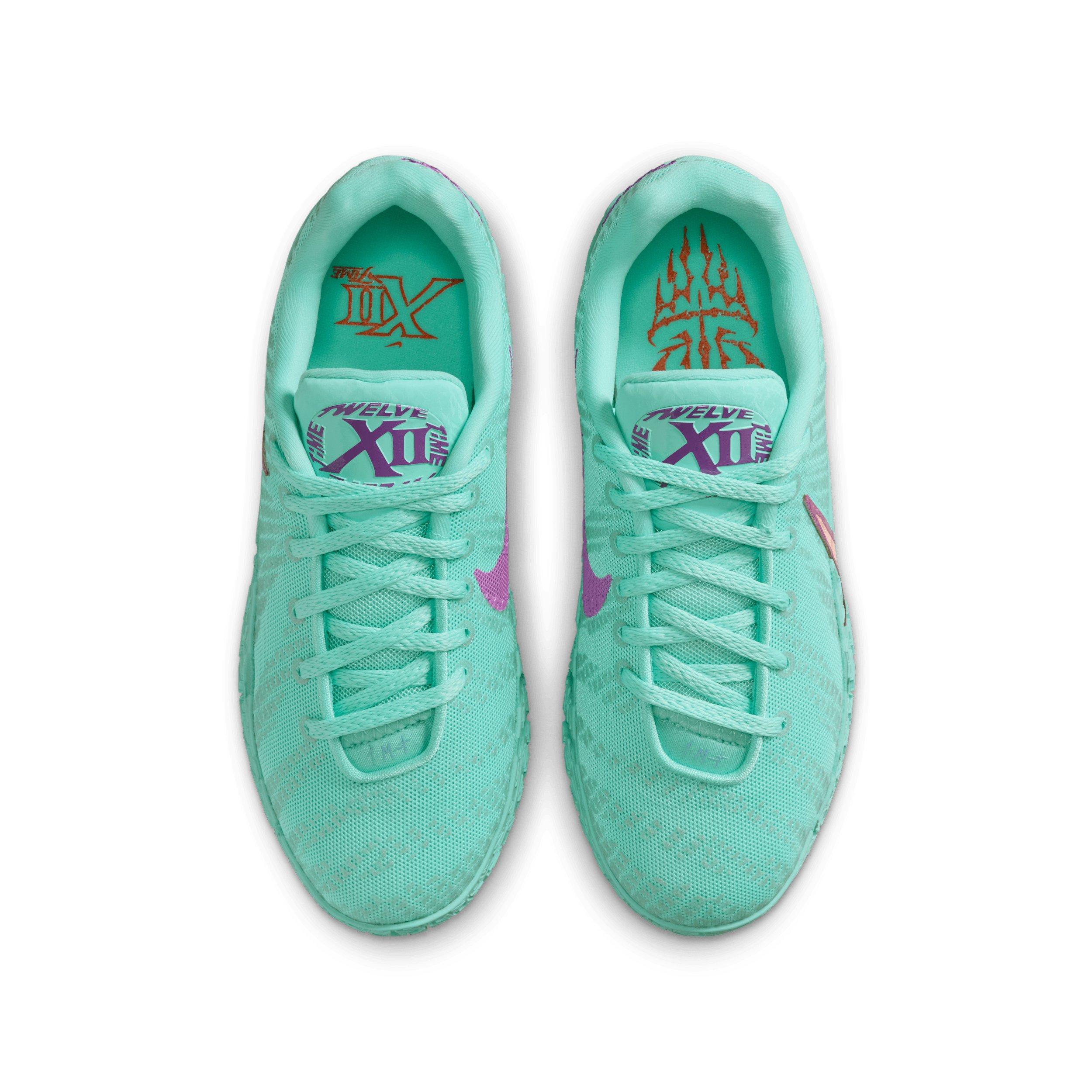 Nike Ja 3 12 Time "Bleached Turquoise/Vivid Purple/Safety Orange" Grade School Boys' Basketball Shoe - TURQUOISE/PURPLE/ORANGE Thumbnail View 4