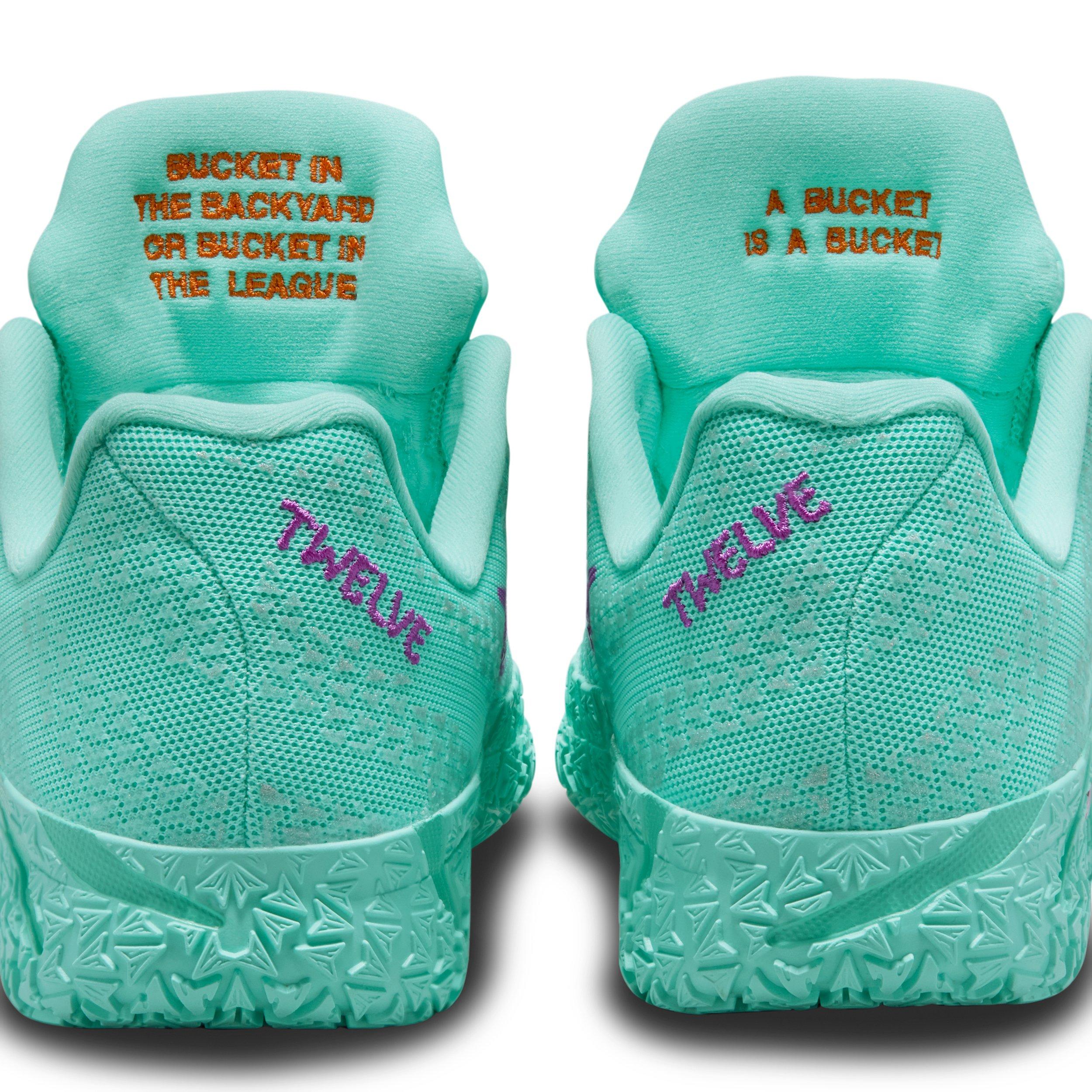 Nike Ja 3 12 Time "Bleached Turquoise/Vivid Purple/Safety Orange" Grade School Boys' Basketball Shoe - TURQUOISE/PURPLE/ORANGE Thumbnail View 9