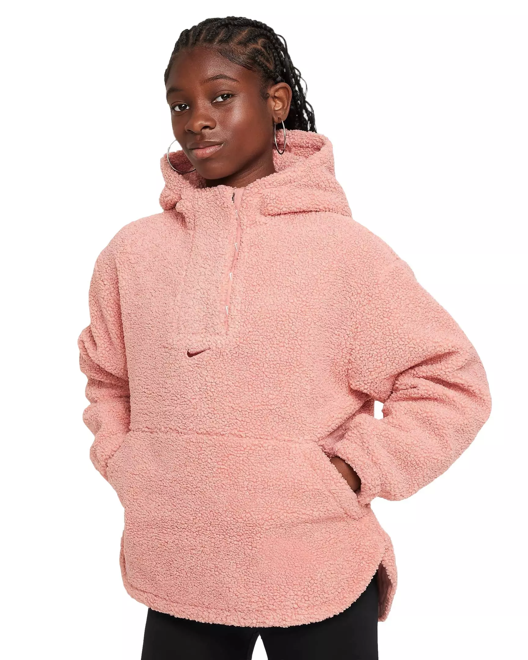 Nike Big Girls' High-Pile Fleece Therma-FIT Training Jacket - Pink - PINK