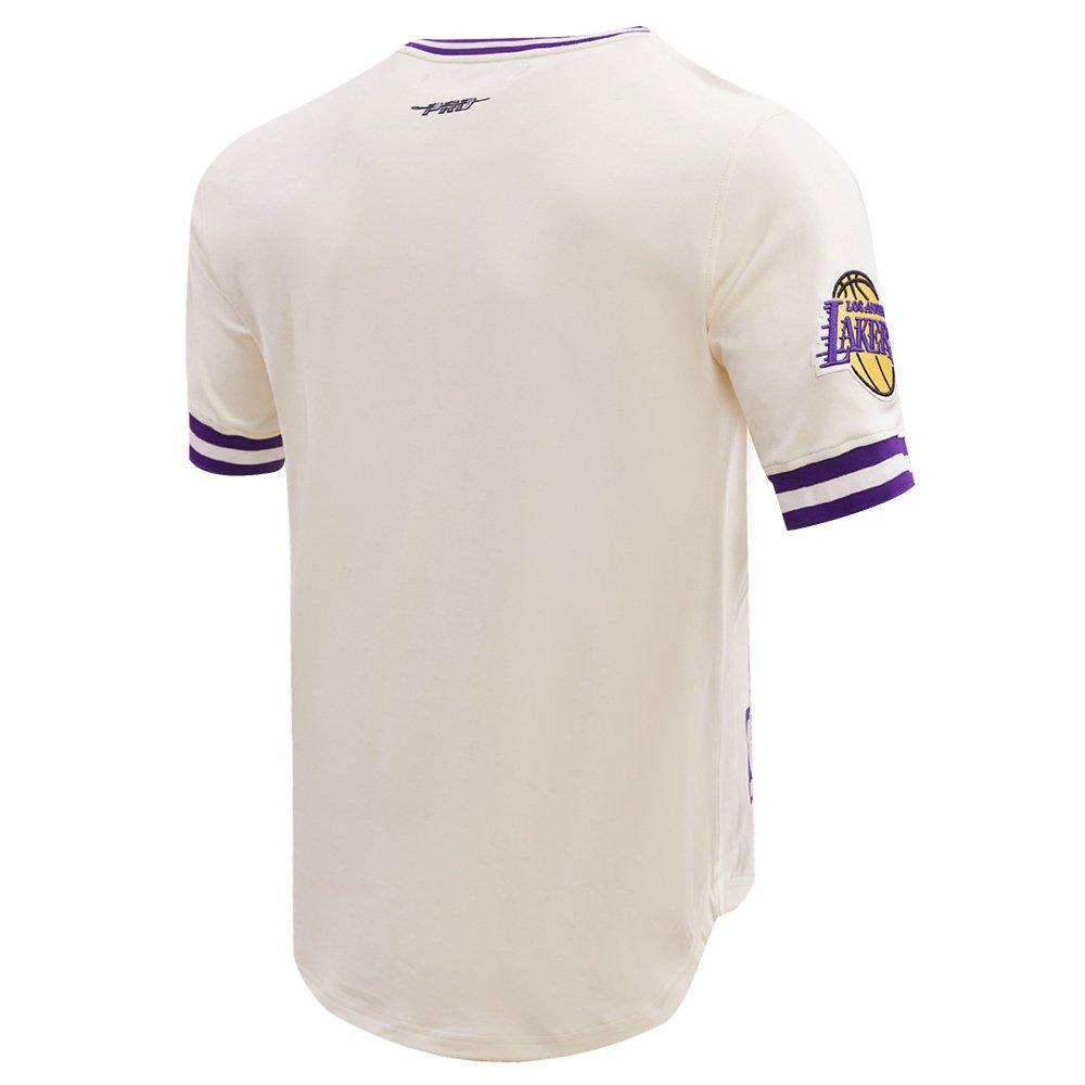 Pro Standard Men's NBA Los Angeles Lakers Retro Classic Double Knit Tee -Eggshell/Purple - EGGSHELL/PURPLE Thumbnail View 4