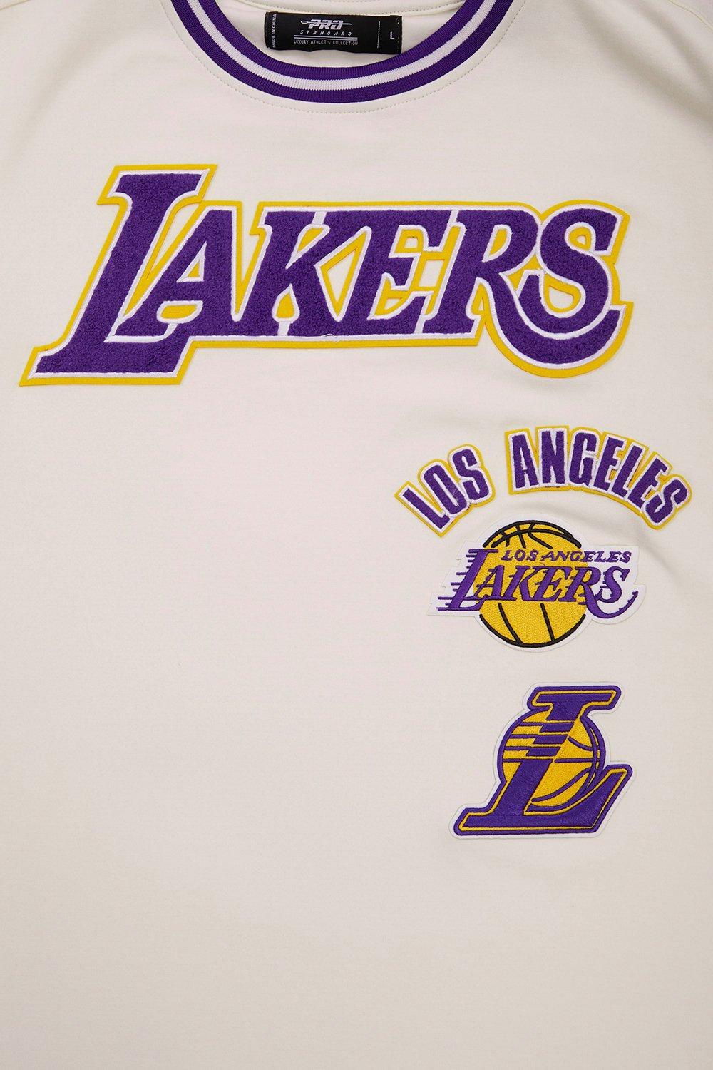 Pro Standard Men's NBA Los Angeles Lakers Retro Classic Double Knit Tee - Eggshell/Purple - EGGSHELL/PURPLE Thumbnail View 5