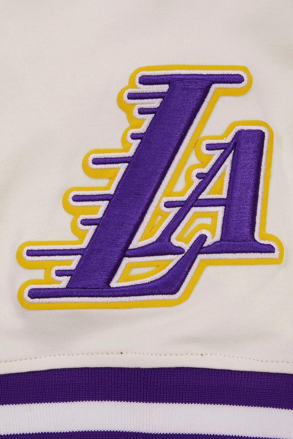 Pro Standard Men's NBA Los Angeles Lakers Retro Classic Double Knit Tee -Eggshell/Purple - EGGSHELL/PURPLE Thumbnail View 7