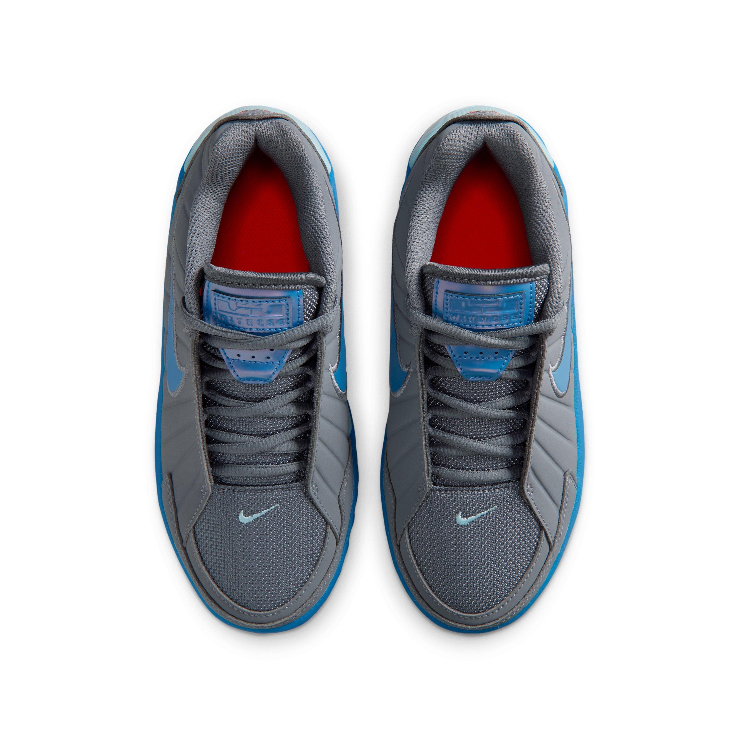 Nike LeBron Witness 9 "Cool Grey/Psychic Blue/Glacier Ice/Blue" Grade School Boys' Basketball Shoe - GREY/BLUE/ICE/BLUE Thumbnail View 4