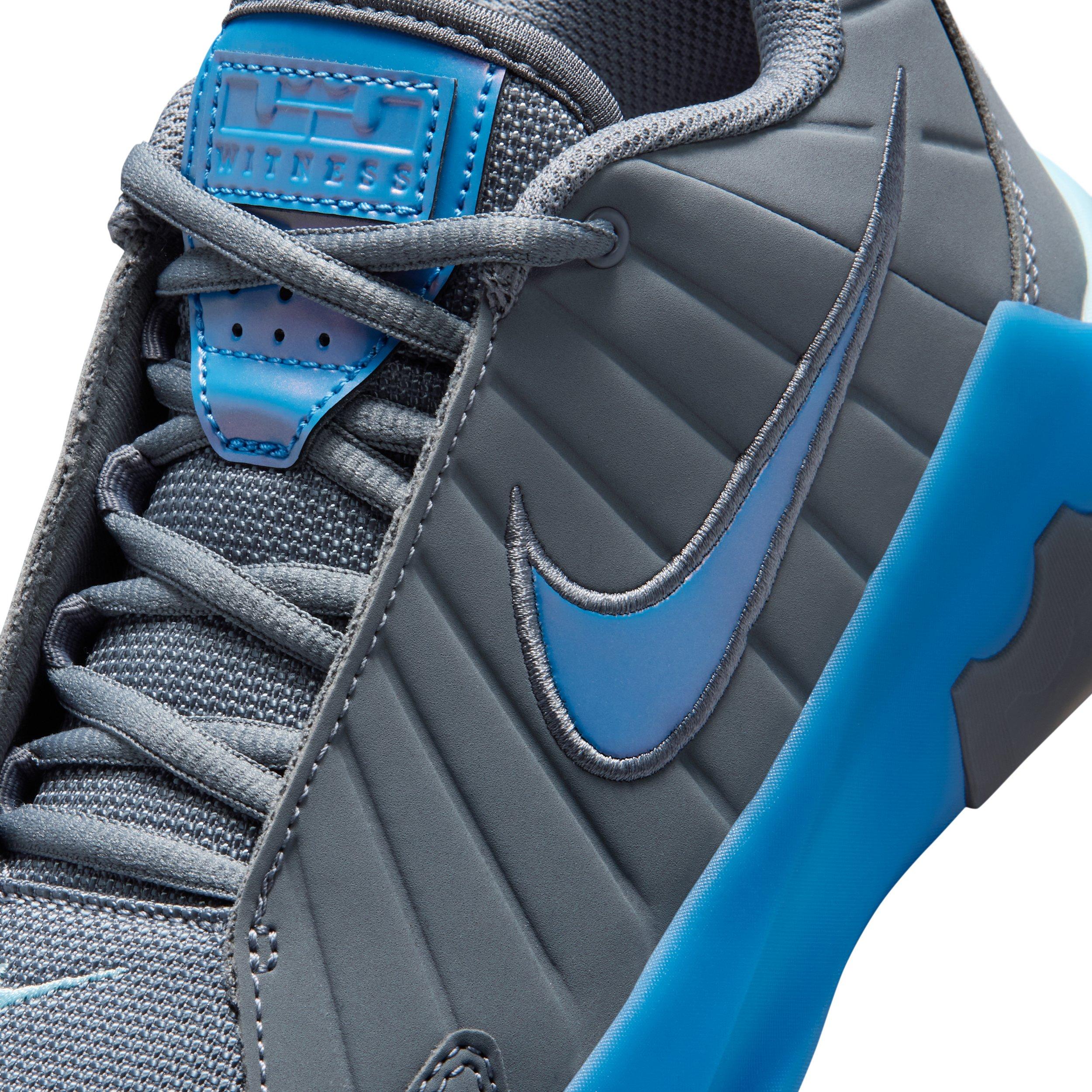 Nike LeBron Witness 9 "Cool Grey/Psychic Blue/Glacier Ice/Blue" Grade School Boys' Basketball Shoe - GREY/BLUE/ICE/BLUE Thumbnail View 7