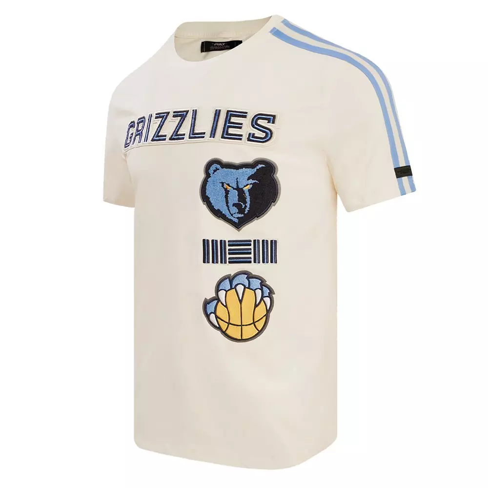 Pro Standard Men's NBA Memphis Grizzlies Retro Classic SJ Striped Tee -Eggshell/Blue - EGGSHELL/BLUE