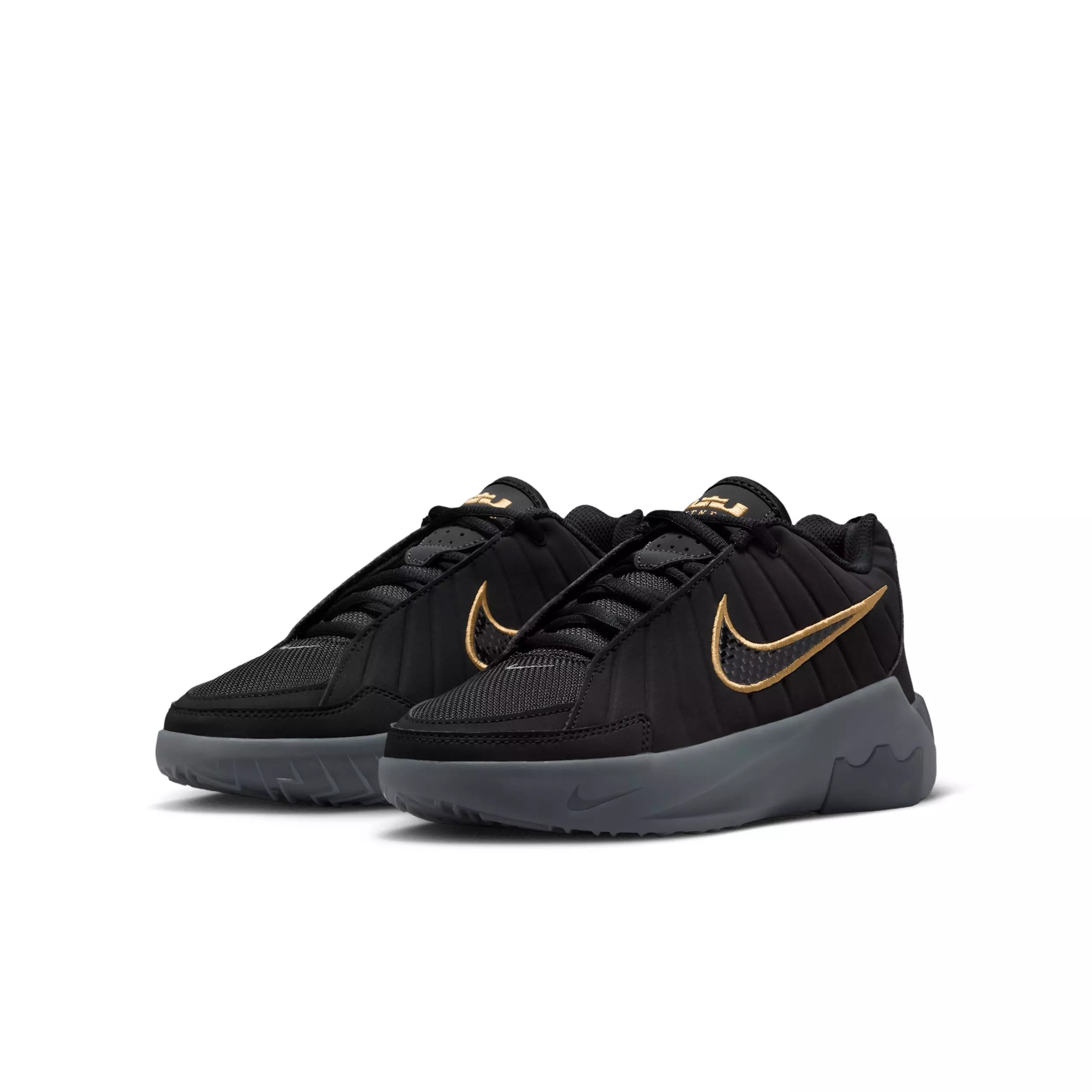 Nike LeBron Witness 9 "Black/Iron Grey/Dark Smoke Grey/Black" Grade School Boys' Basketball Shoe - BLACK/GREY/DK GREY/BLACK