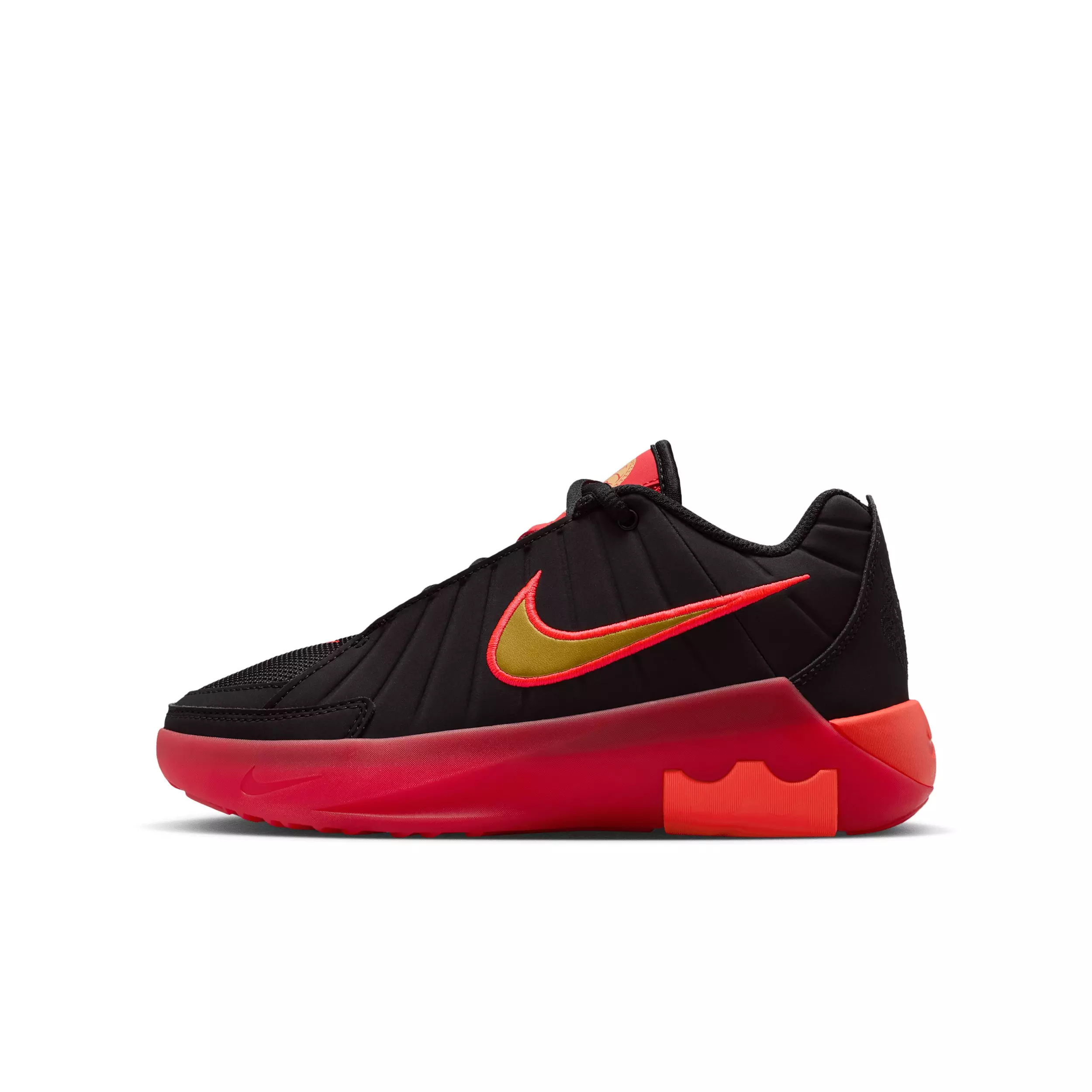 Nike LeBron Witness 9 "Black/University Red/Bright Crimson/Gold" Grade School Boys' Basketball Shoe - BLACK/RED/CRIMSON/GOLD
