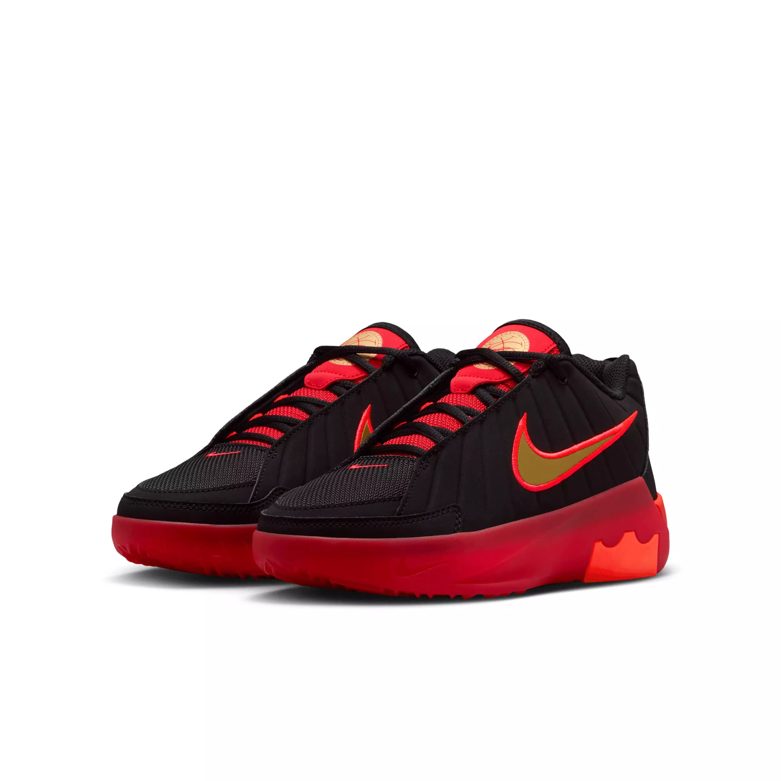Nike LeBron Witness 9 "Black/University Red/Bright Crimson/Gold" Grade School Boys' Basketball Shoe - BLACK/RED/CRIMSON/GOLD