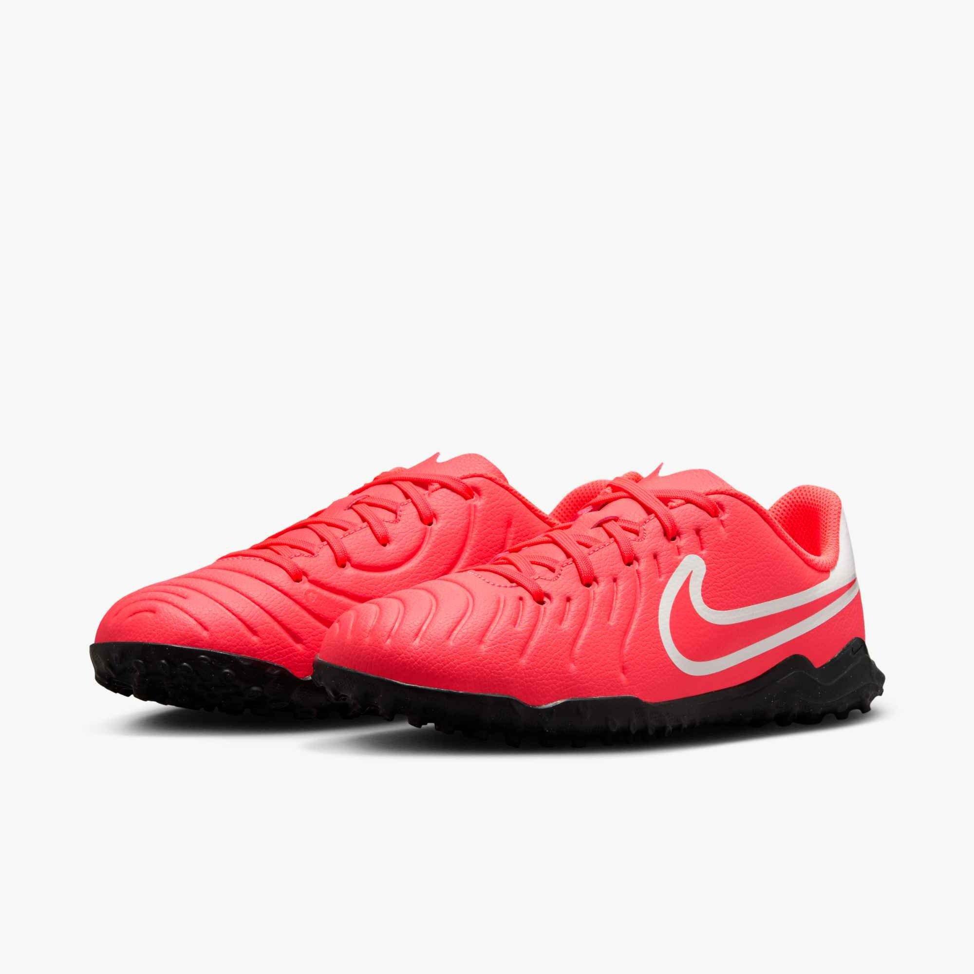 Nike Jr. Tiempo Legend 10 Club Turf Preschool Kids' "Hot Lava/White" Soccer Shoe