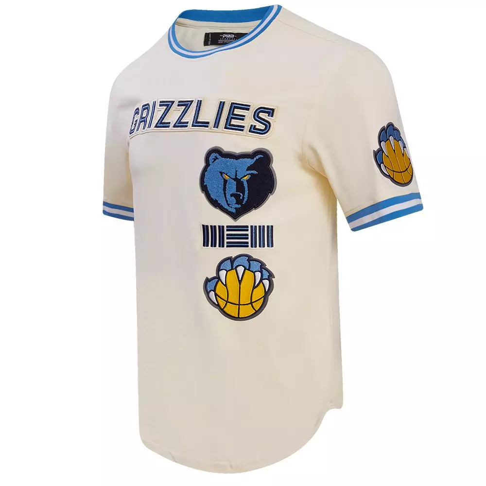 Pro Standard Men's NBA Memphis Grizzlies Retro Classic Double Knit Tee -Eggshell/Blue - EGGSHELL/BLUE