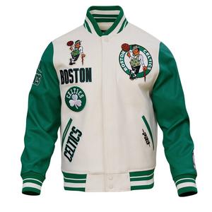 Pro Standard Men's NBA Boston Celtics Retro Classic Rib Wool Varsity Jacket -Eggshell/Kelly Green