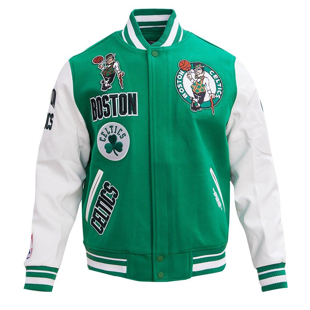 Pro Standard Men's NBA Boston Celtics Retro Classic Rib Wool Varsity Jacket -Kelly Green/White - KELLY GREEN/WHITE Thumbnail View 1