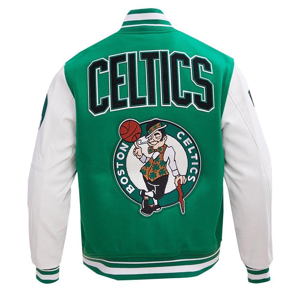 Pro Standard Men's NBA Boston Celtics Retro Classic Rib Wool Varsity Jacket - Kelly Green/White - KELLY GREEN/WHITE Thumbnail View 2