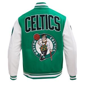 Pro Standard Men's NBA Boston Celtics Retro Classic Rib Wool Varsity Jacket -Kelly Green/White