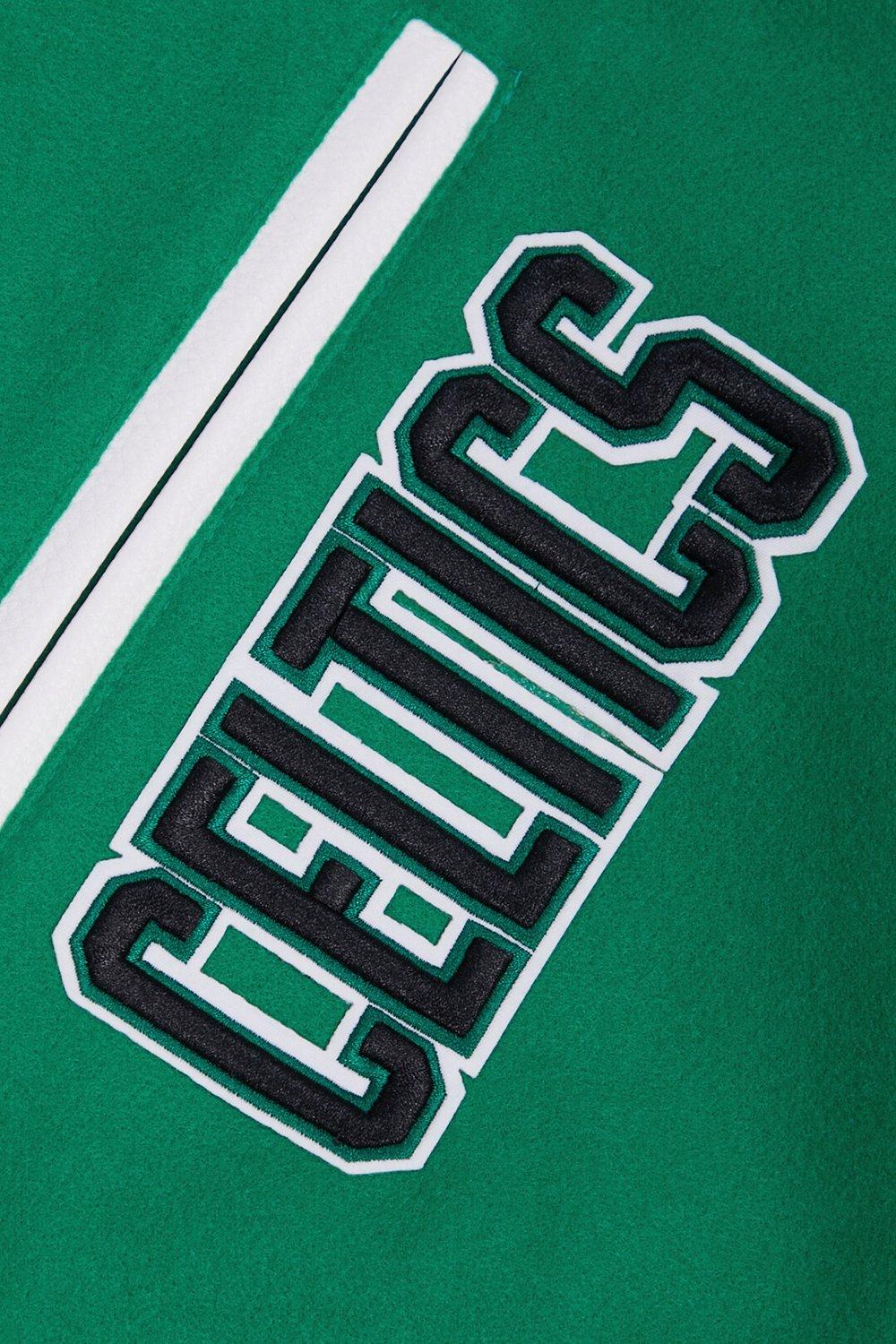 Pro Standard Men's NBA Boston Celtics Retro Classic Rib Wool Varsity Jacket -Kelly Green/White - KELLY GREEN/WHITE Thumbnail View 9