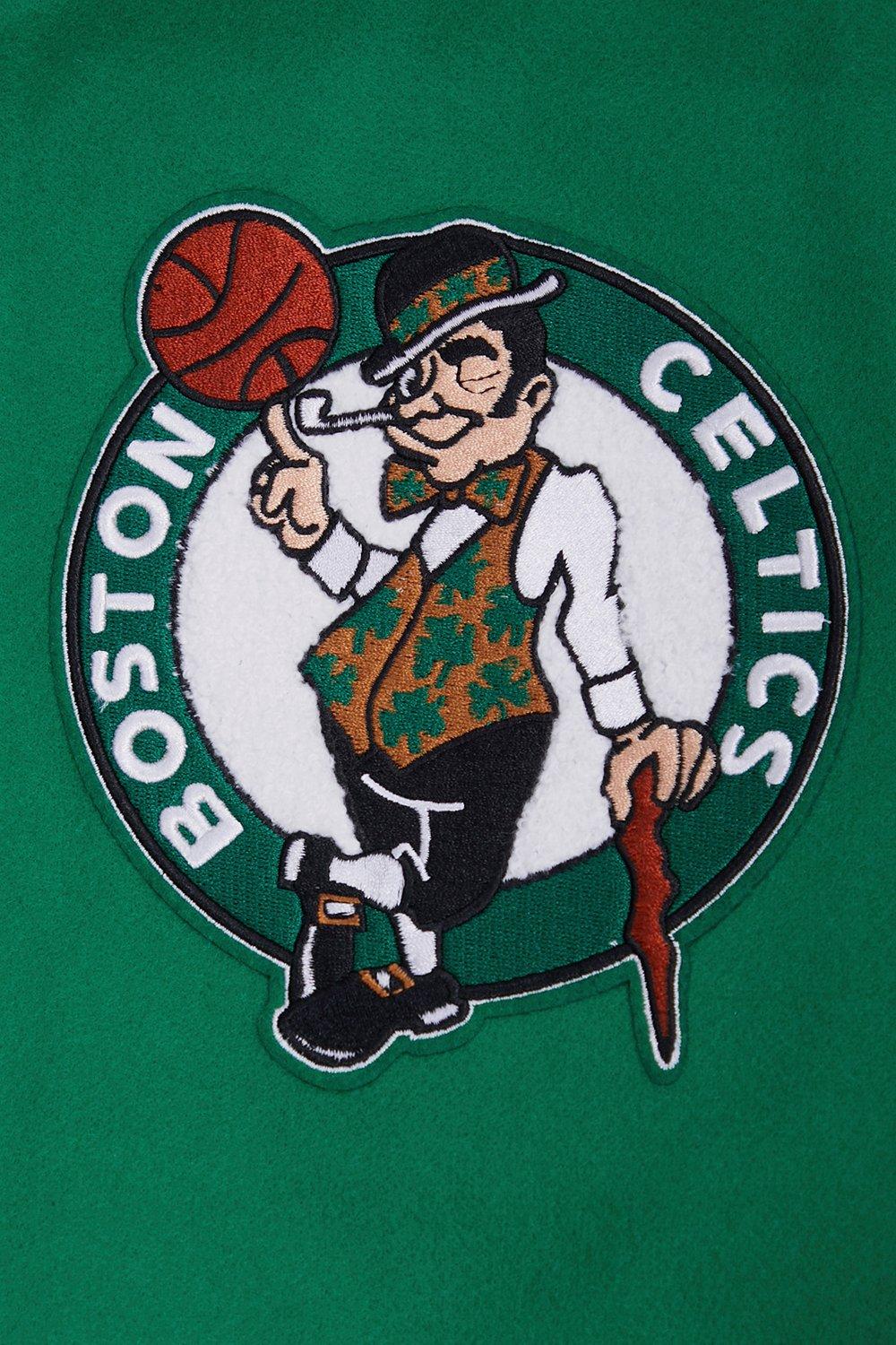 Pro Standard Men's NBA Boston Celtics Retro Classic Rib Wool Varsity Jacket - Kelly Green/White - KELLY GREEN/WHITE Thumbnail View 10