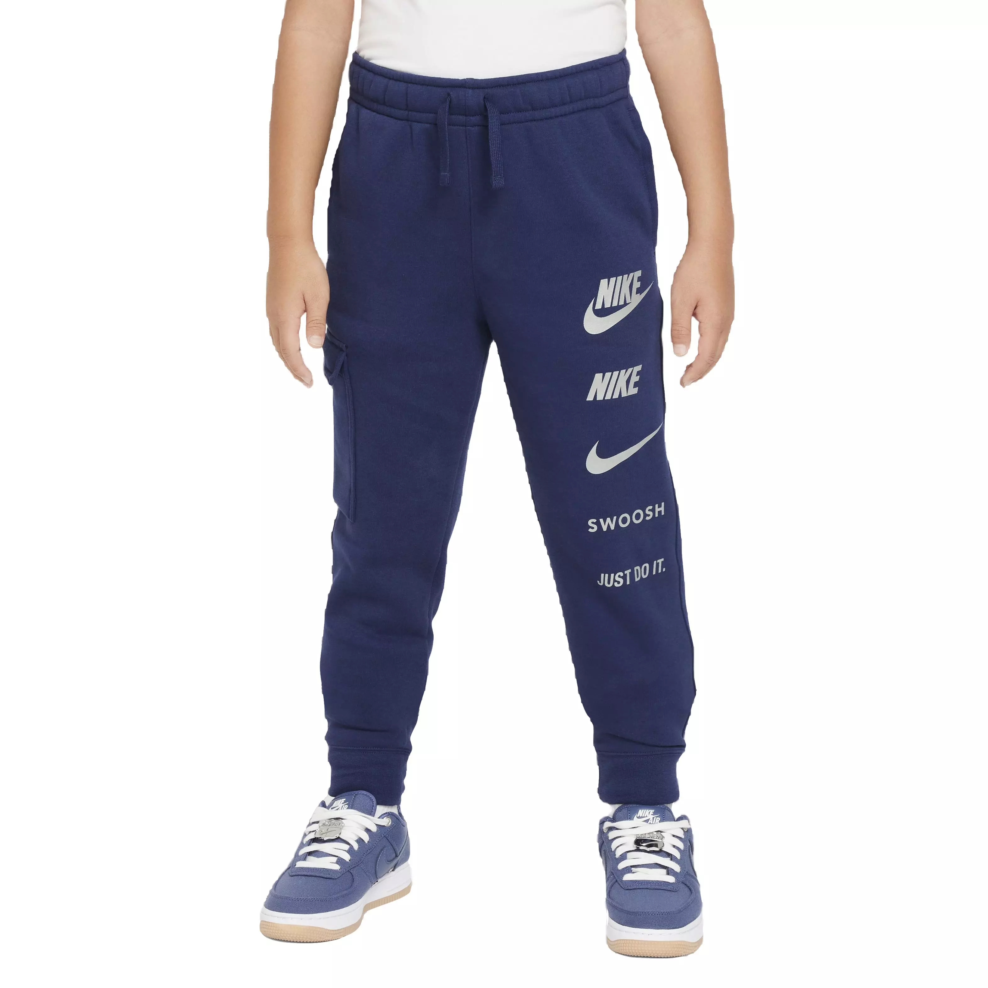 Nike Big Boys' Sportswear Fleece Cargo Pants - Blue/Grey - BLUE/GREY