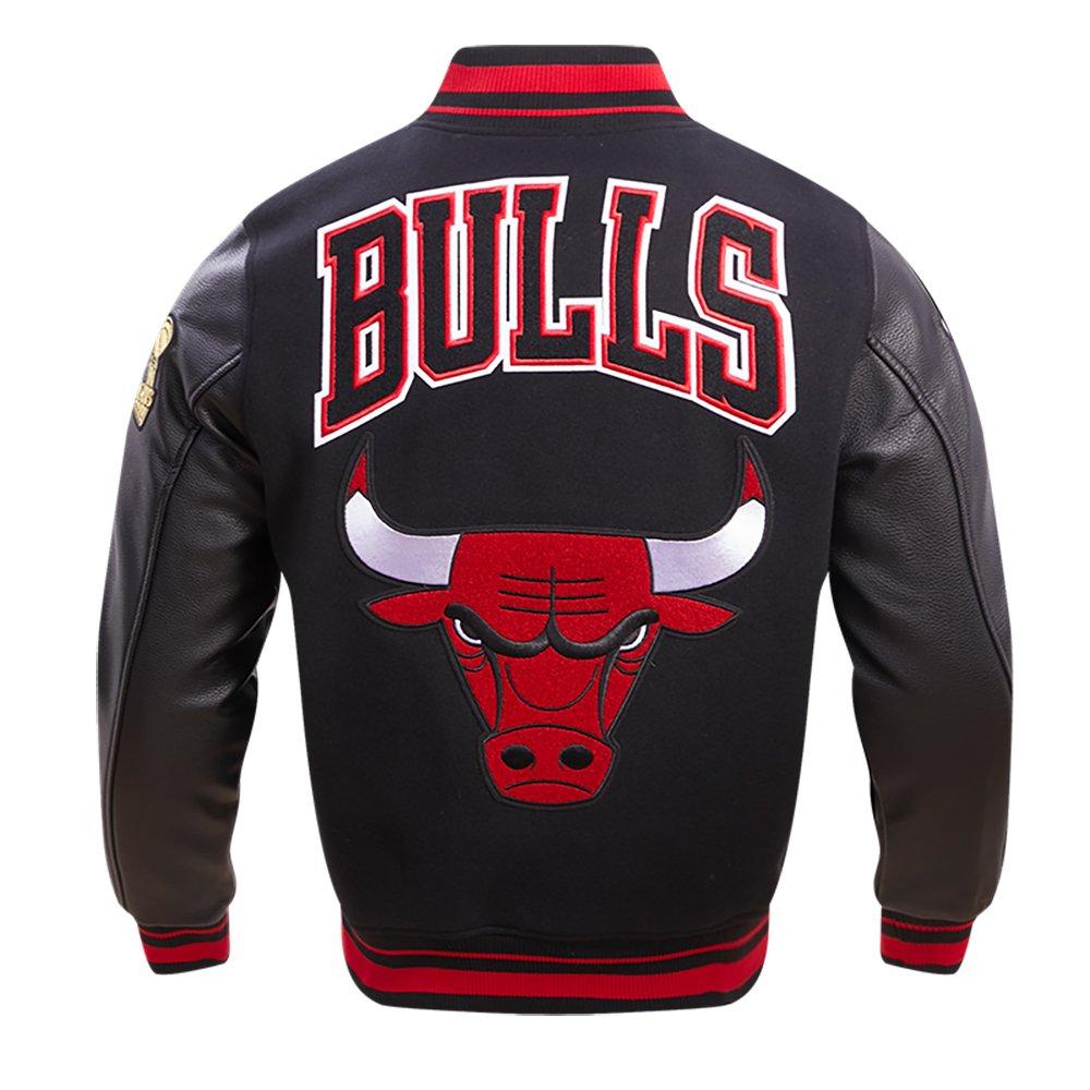 Pro Standard Men's NBA Chicago Bulls Retro Classic Rib Wool Varsity Jacket -Black/Red - BLACK/RED Thumbnail View 2