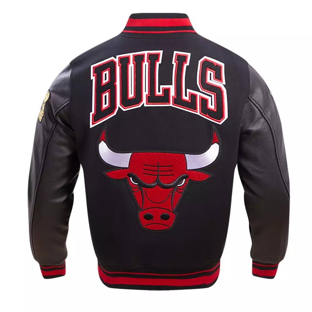 Pro Standard Men's NBA Chicago Bulls Retro Classic Rib Wool Varsity Jacket -Black/Red - BLACK/RED