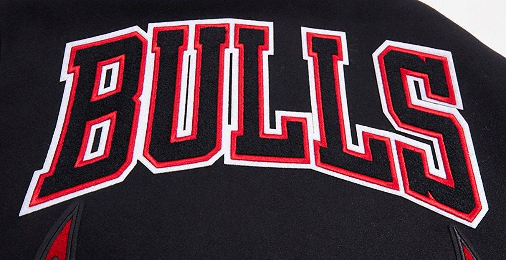 Pro Standard Men's NBA Chicago Bulls Retro Classic Rib Wool Varsity Jacket - Black/Red - BLACK/RED Thumbnail View 11