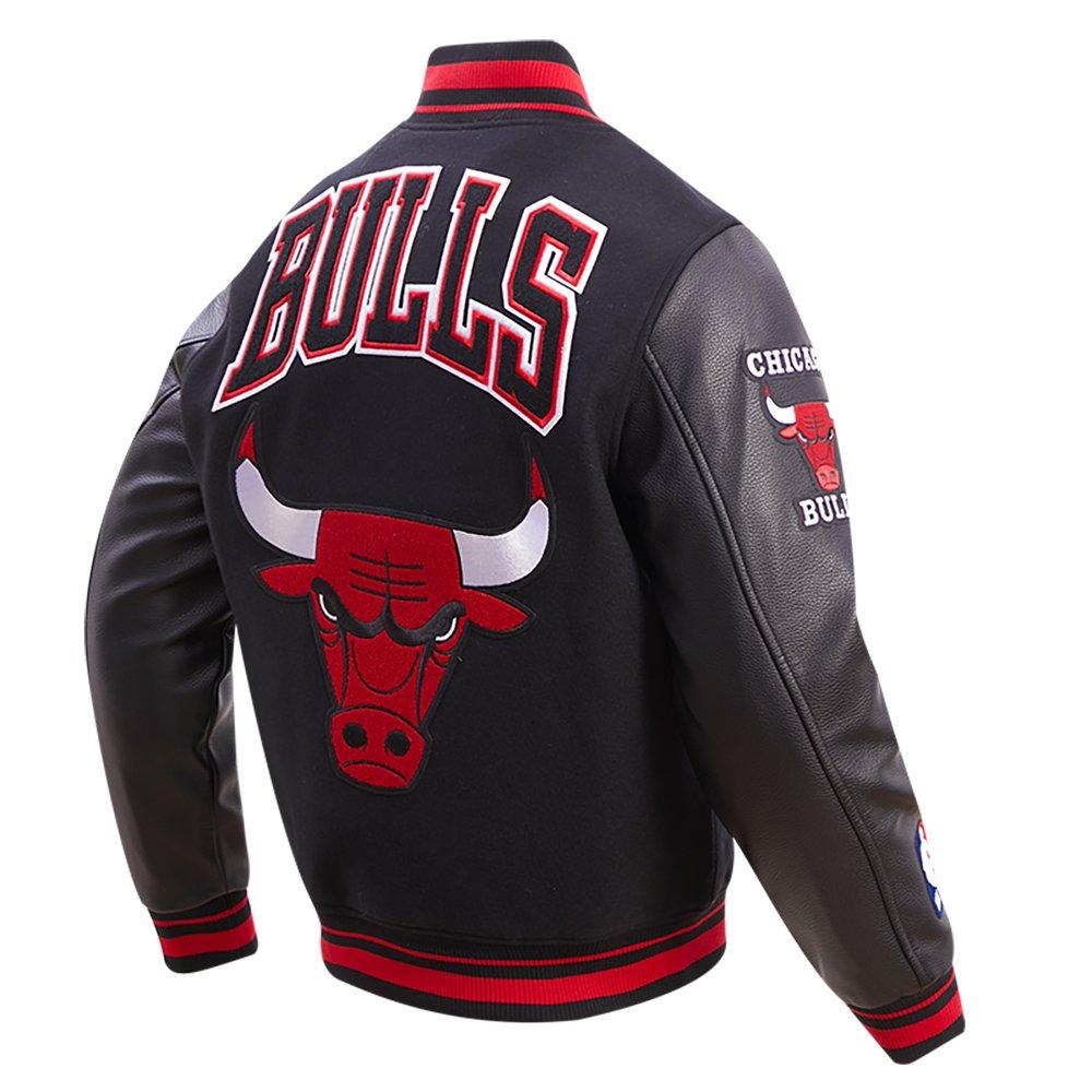 Pro Standard Men's NBA Chicago Bulls Retro Classic Rib Wool Varsity Jacket -Black/Red - BLACK/RED Thumbnail View 4