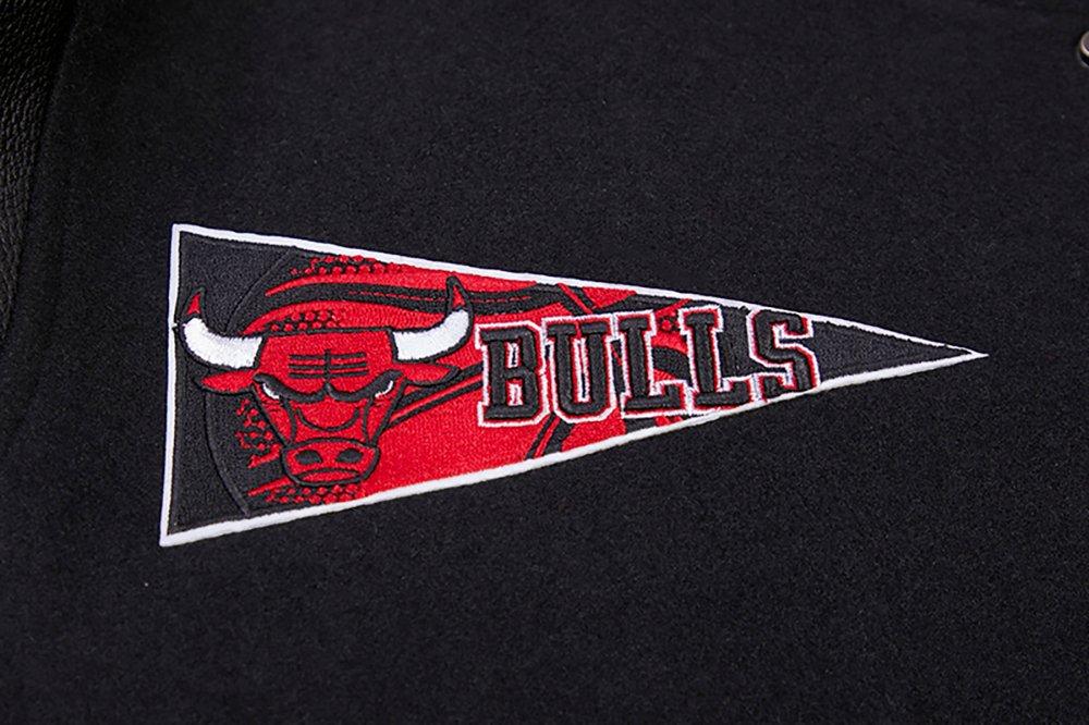 Pro Standard Men's NBA Chicago Bulls Retro Classic Rib Wool Varsity Jacket -Black/Red - BLACK/RED Thumbnail View 5