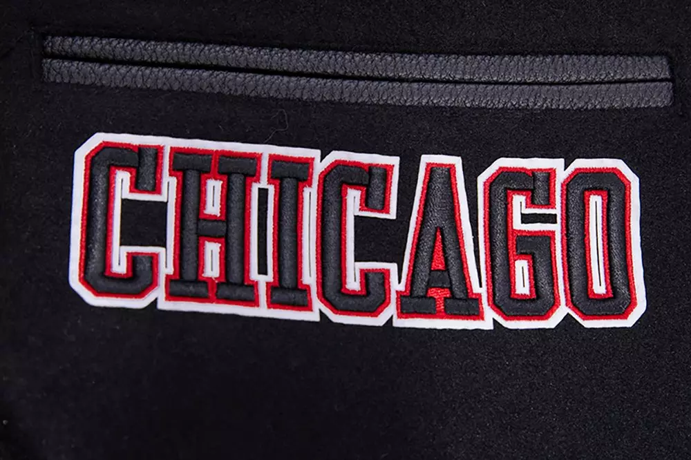 Pro Standard Men's NBA Chicago Bulls Retro Classic Rib Wool Varsity Jacket -Black/Red - BLACK/RED