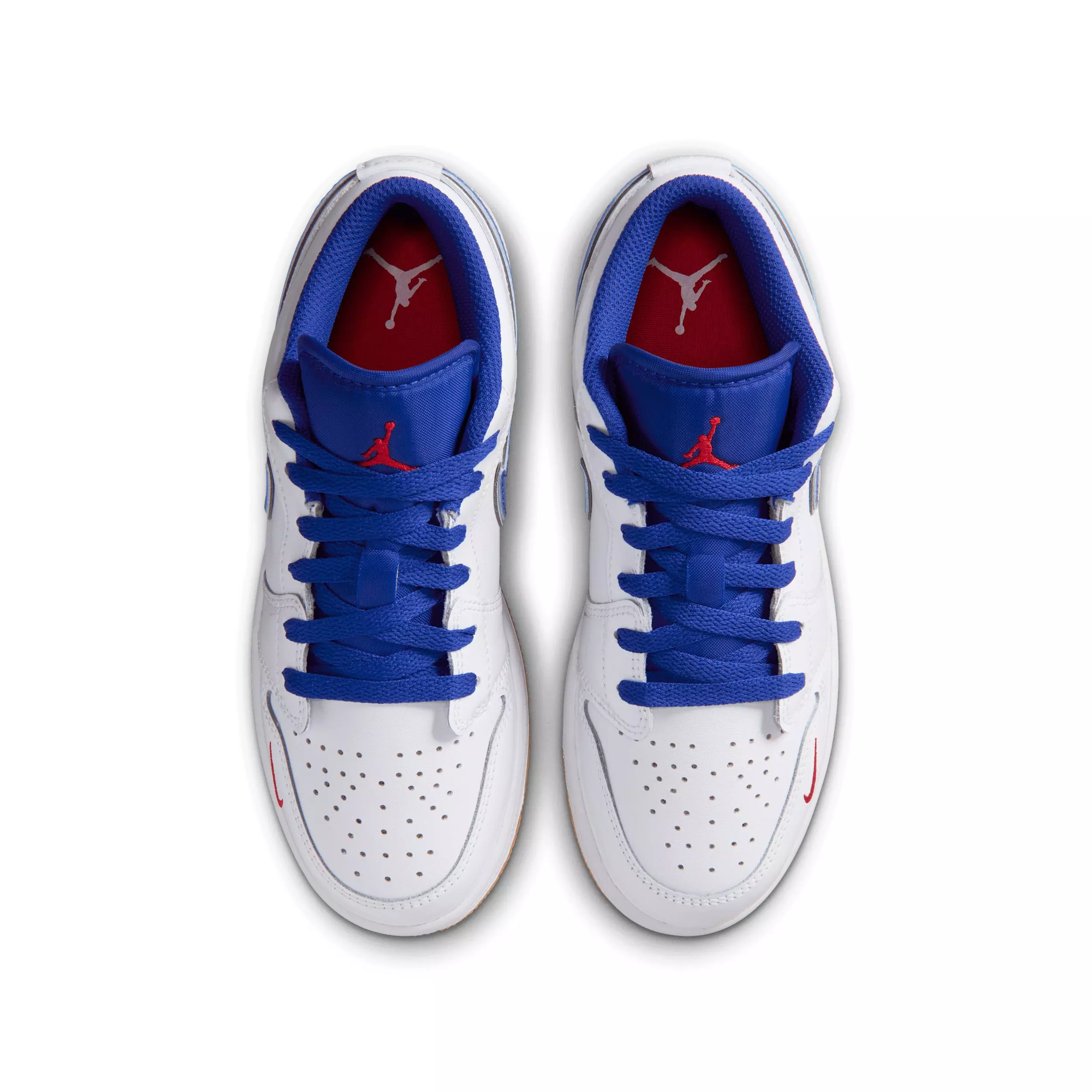 Jordan 1 Low SE "White/Old Royal/Gum Yellow/University Red" Grade School Boys' Shoe - WHITE/ROYAL/YELLOW/RED