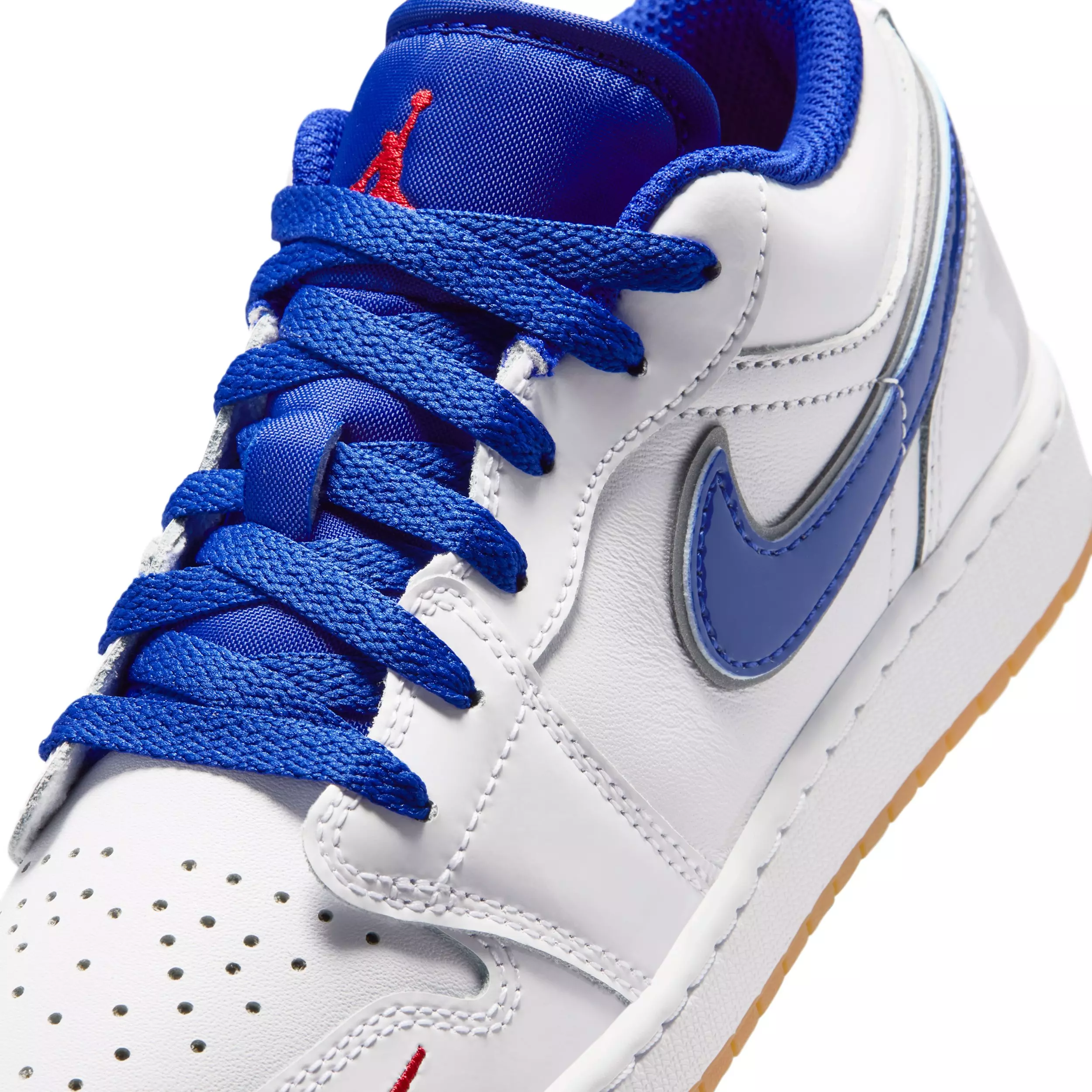 Jordan 1 Low SE "White/Old Royal/Gum Yellow/University Red" Grade School Boys' Shoe - WHITE/ROYAL/YELLOW/RED
