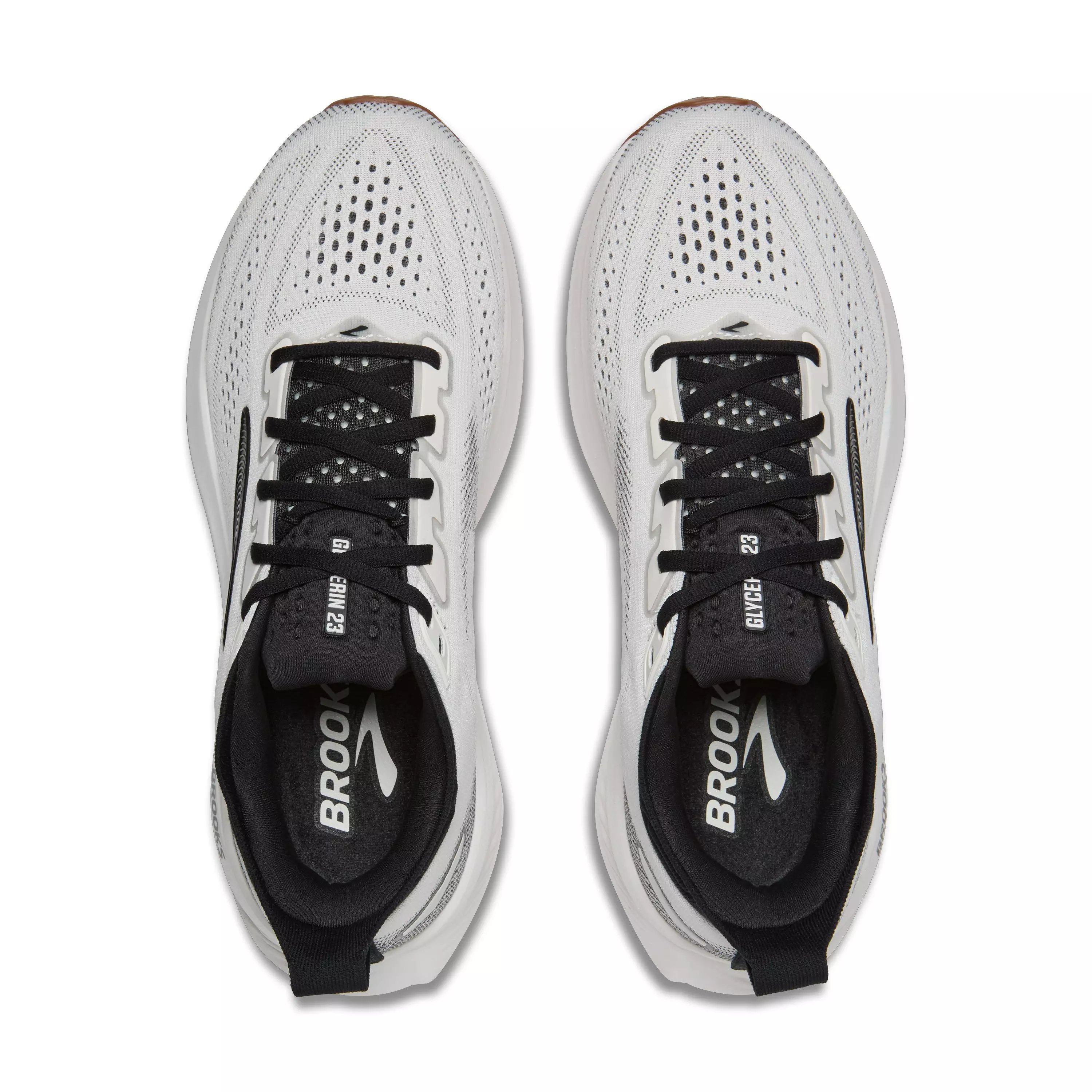 Brooks Glycerin 23 "White/Black/Gum" Men's Wide Running Shoe - WHITE/BLACK/GUM