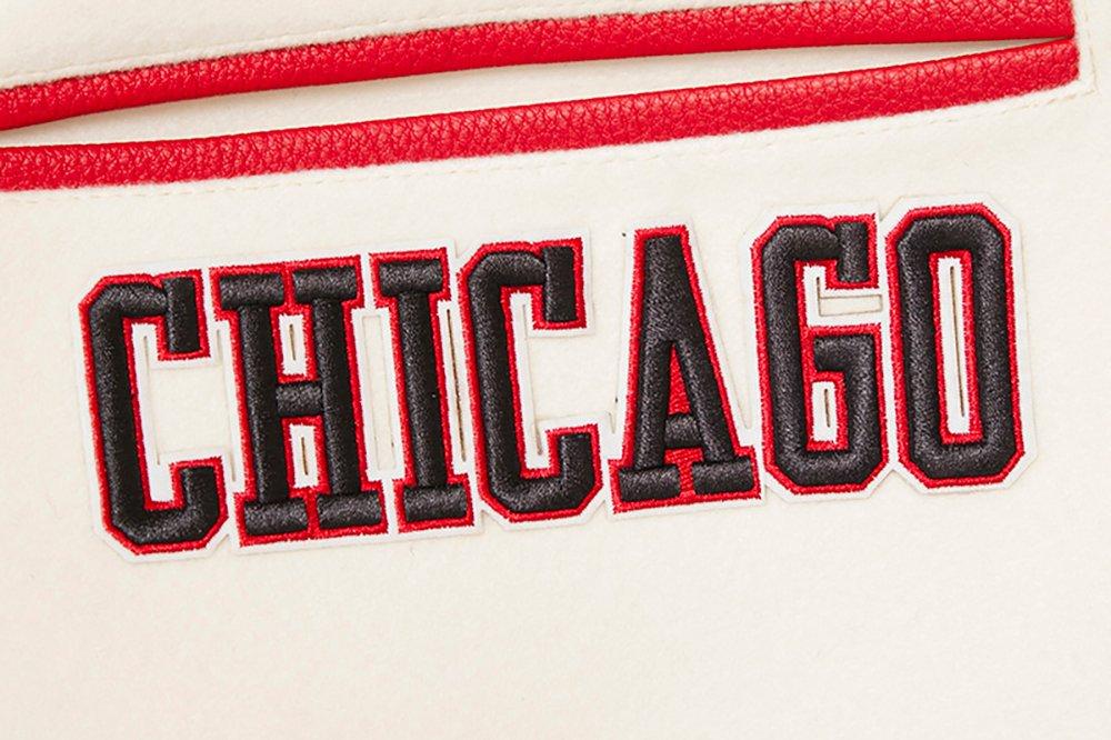 Pro Standard Men's NBA Chicago Bulls Retro Classic Rib Wool Varsity Jacket -Eggshell/Red - EGGSHELL/RED Thumbnail View 8