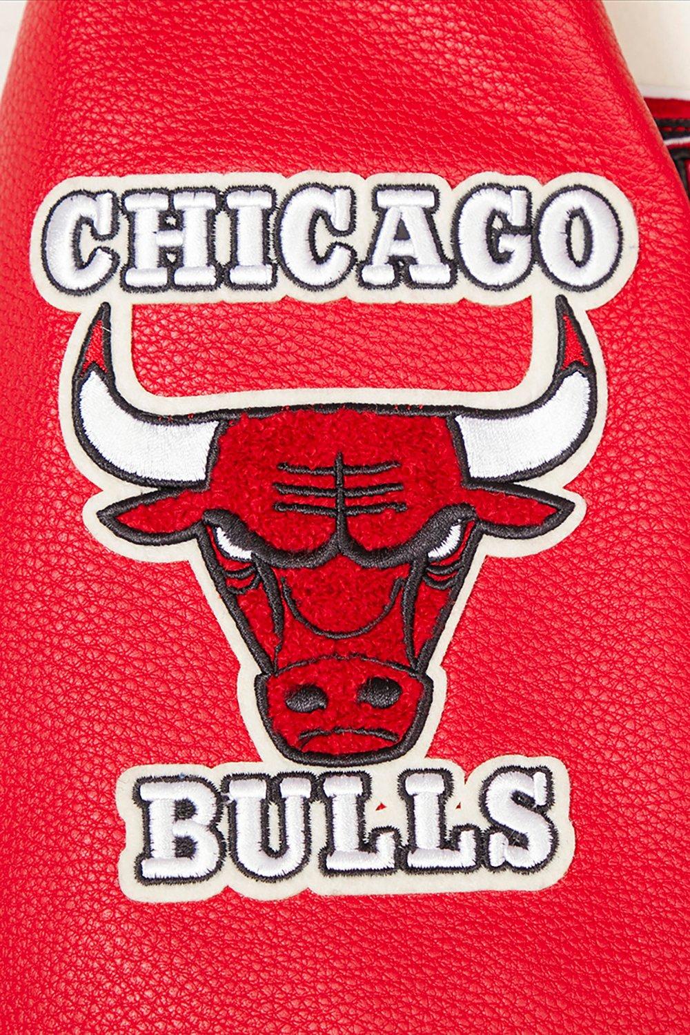 Pro Standard Men's NBA Chicago Bulls Retro Classic Rib Wool Varsity Jacket -Eggshell/Red - EGGSHELL/RED Thumbnail View 10