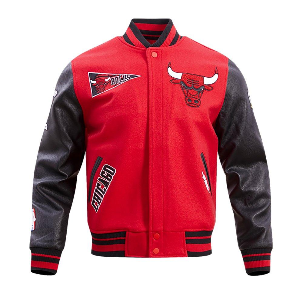 Pro Standard Men's NBA Chicago Bulls Retro Classic Rib Wool Varsity Jacket -Red/Black - RED/BLACK Thumbnail View 1