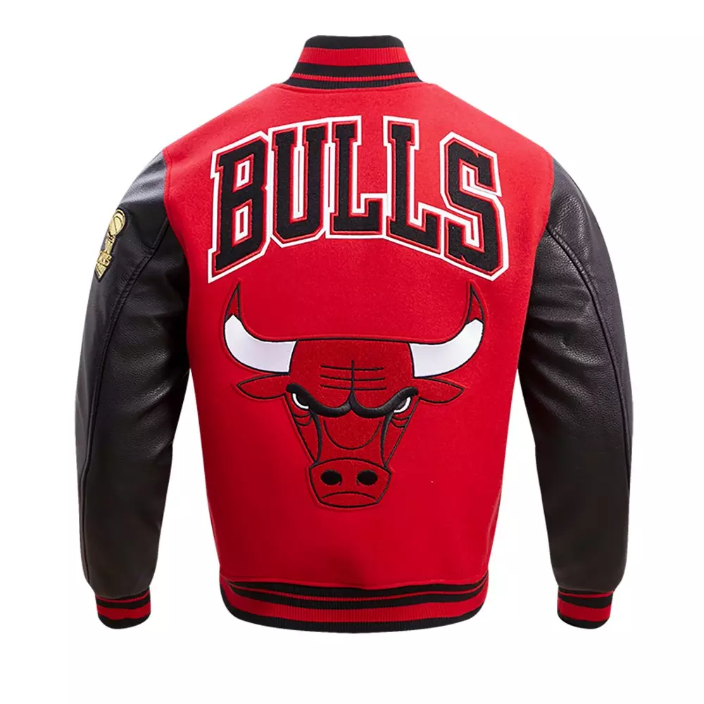 Pro Standard Men's NBA Chicago Bulls Retro Classic Rib Wool Varsity Jacket -Red/Black - RED/BLACK