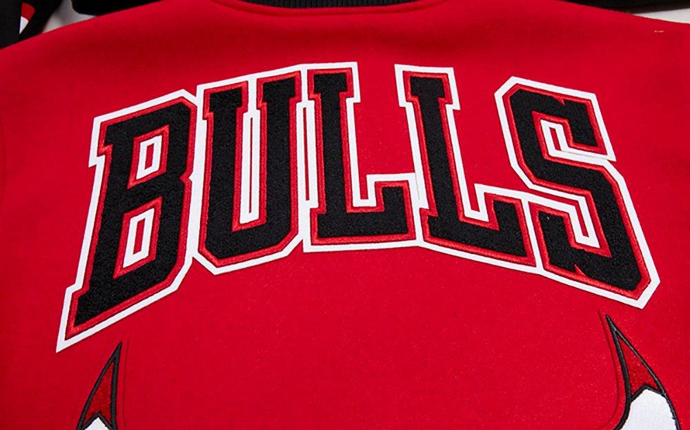 Pro Standard Men's NBA Chicago Bulls Retro Classic Rib Wool Varsity Jacket -Red/Black - RED/BLACK Thumbnail View 10