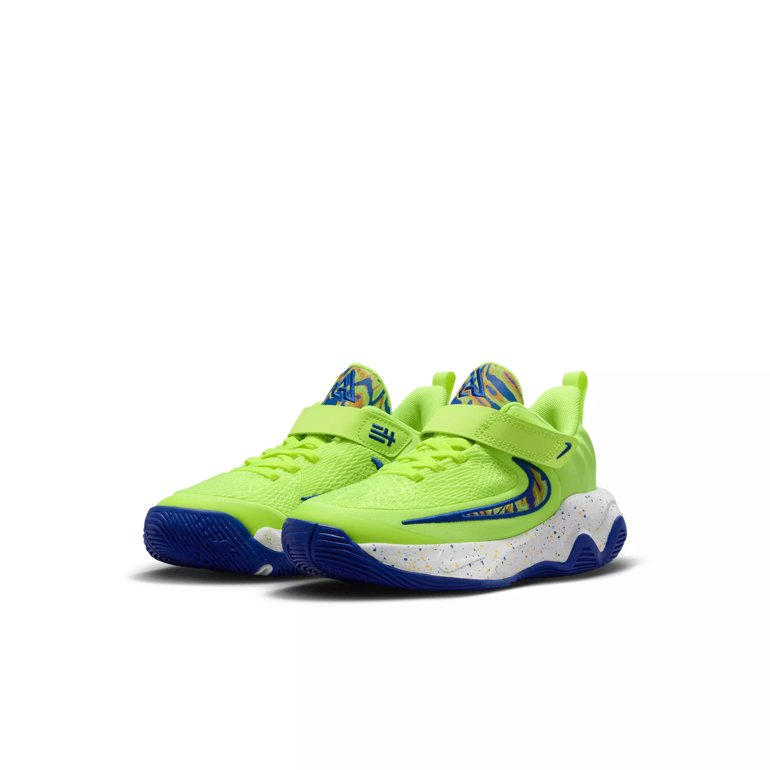 Nike Giannis Immortality 4 SE "Volt Ice/Game Royal/Laser Orange" Preschool Boys' Basketball Shoe - VOLT/ROYAL/ORANGE/MULTICOLOR