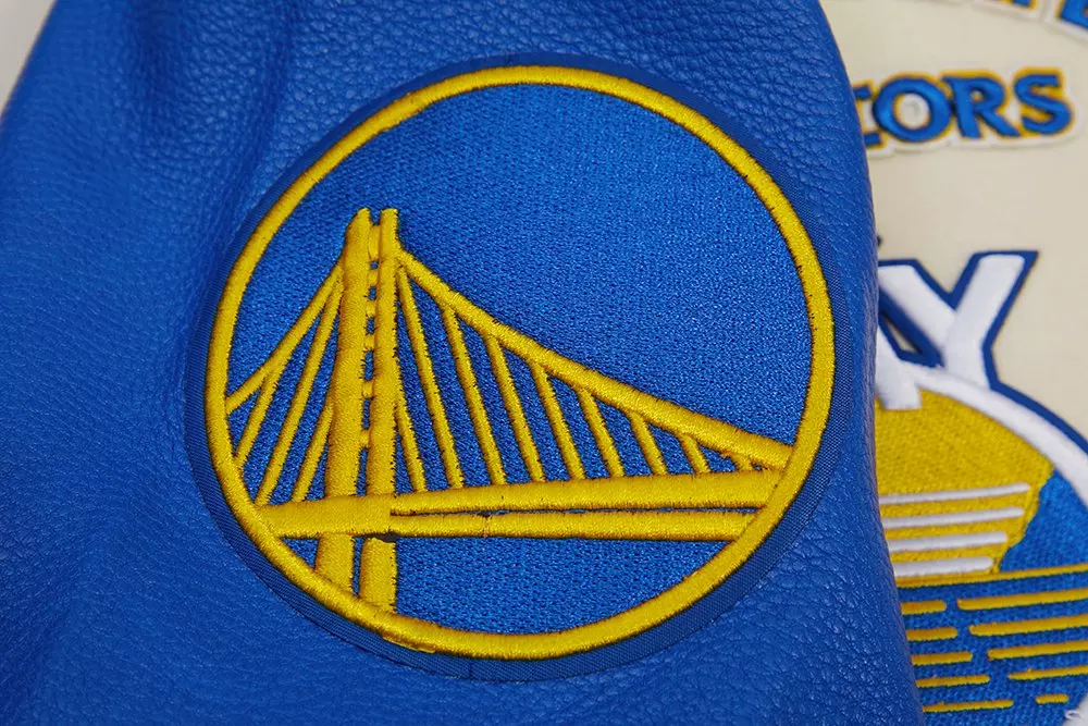 Pro Standard Men's NBA Golden State Warriors Retro Classic Rib Wool Varsity Jacket -Eggshell/Royal - EGGSHELL/ROYAL BLUE