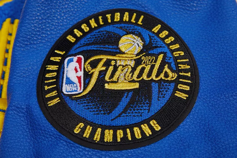 Pro Standard Men's NBA Golden State Warriors Retro Classic Rib Wool Varsity Jacket - Eggshell/Royal - EGGSHELL/ROYAL BLUE