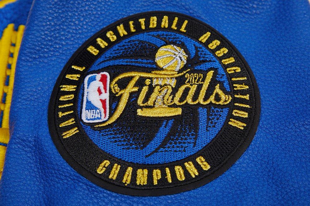 Pro Standard Men's NBA Golden State Warriors Retro Classic Rib Wool Varsity Jacket -Eggshell/Royal - EGGSHELL/ROYAL BLUE Thumbnail View 9