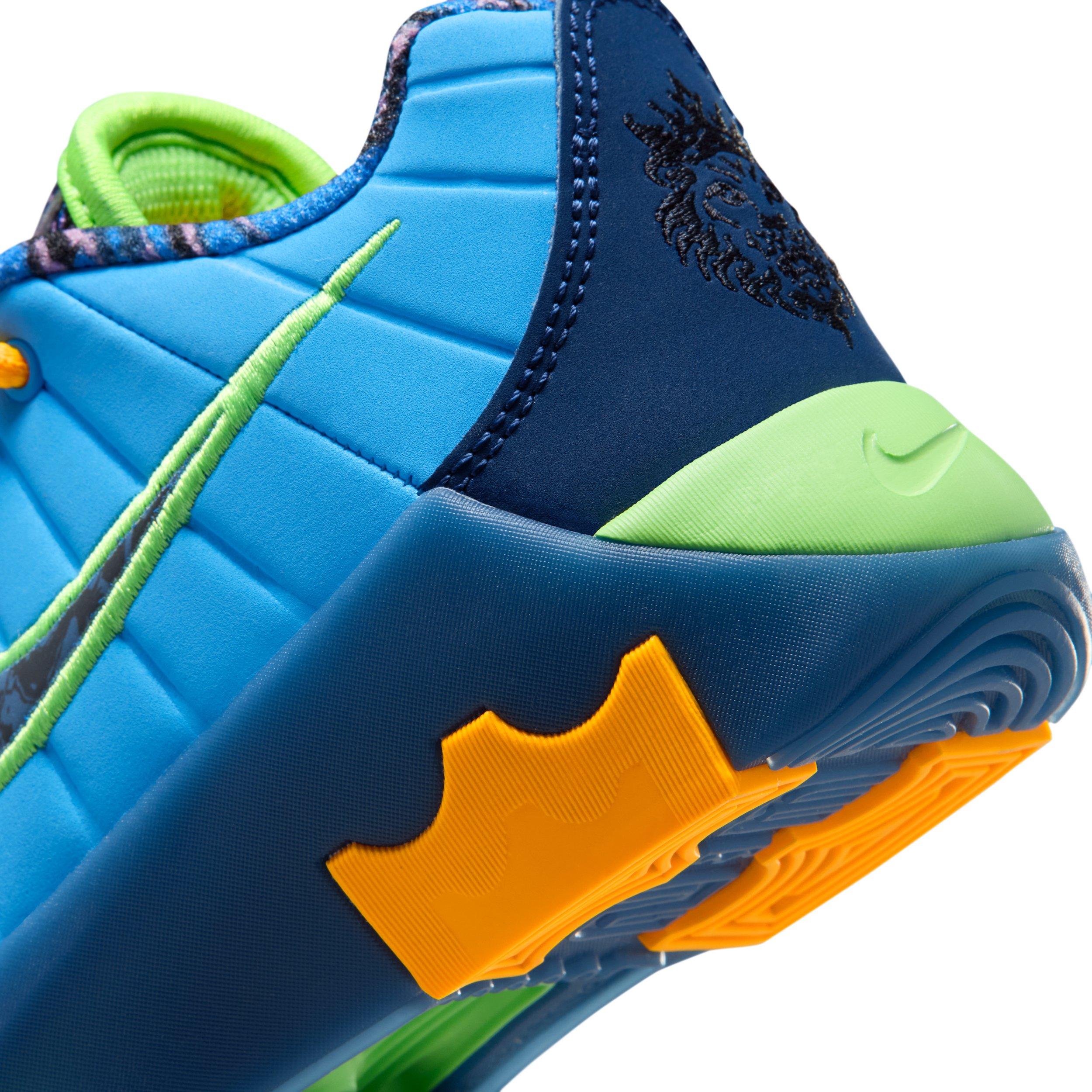 Nike LeBron Witness 9 "Blue/Midnight Navy/Lime Blast/Black" Preschool Boys' Basketball Shoe - BLUE/NAVY/LIME/BLACK Thumbnail View 8