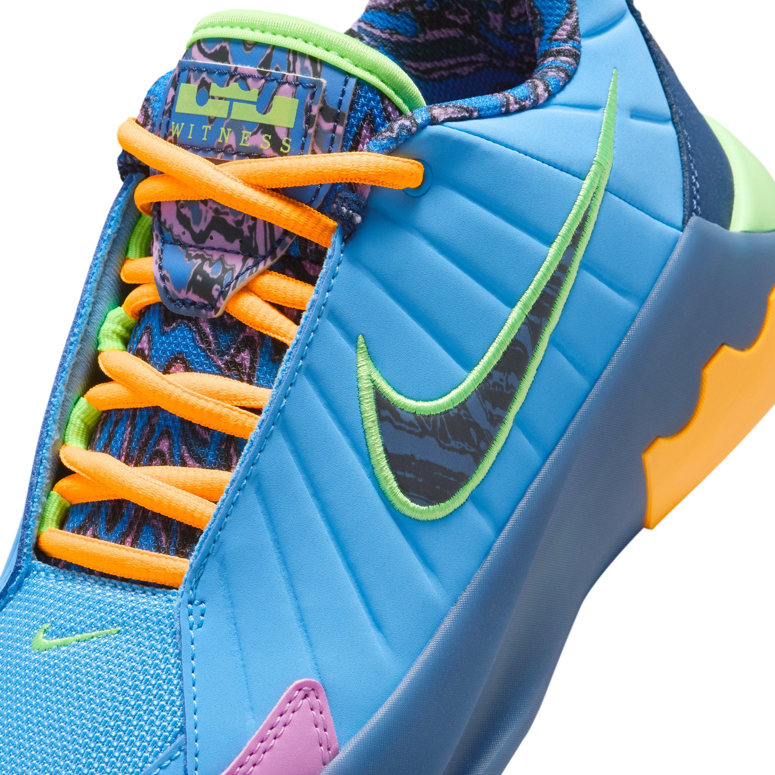 Nike LeBron Witness 9 "Blue/Midnight Navy/Lime Blast/Black" Grade School Boys' Basketball Shoe - BLUE/NAVY/LIME/BLACK Thumbnail View 7
