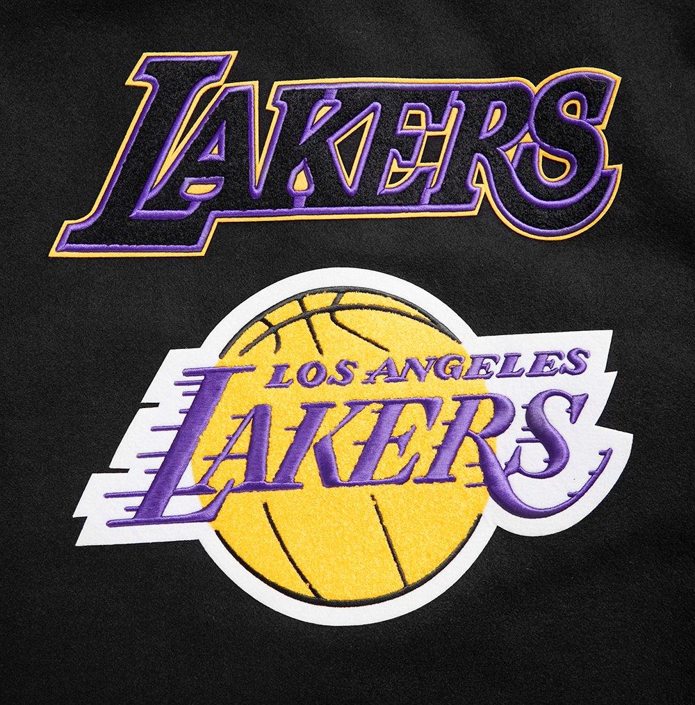 Pro Standard Men's NBA Los Angeles Lakers Retro Classic Rib Wool Varsity Jacket -Black/Purple/Yellow - BLACK/PURPLE/YELLOW Thumbnail View 5