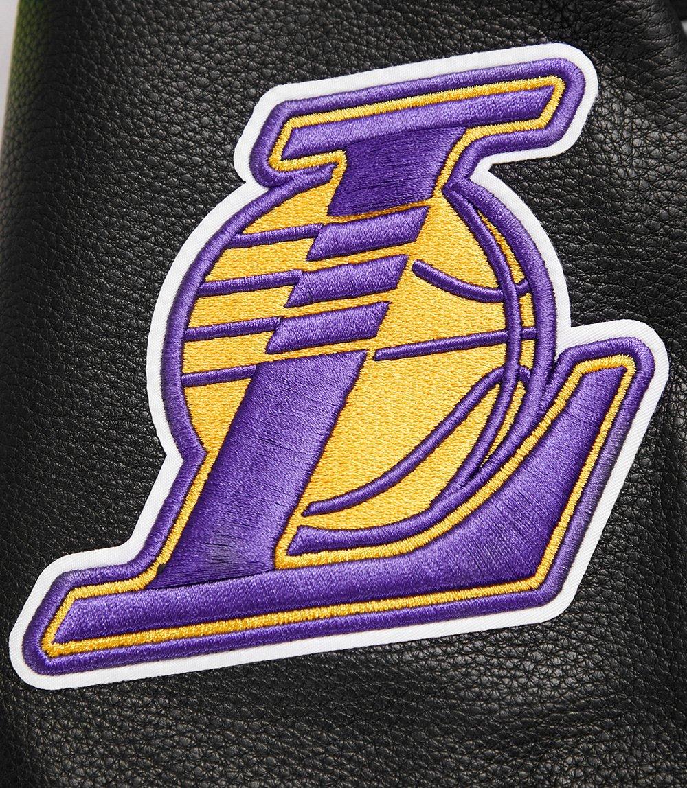 Pro Standard Men's NBA Los Angeles Lakers Retro Classic Wool Varsity Jacket - Black/Purple/Yellow - BLACK/PURPLE/YELLOW Thumbnail View 6