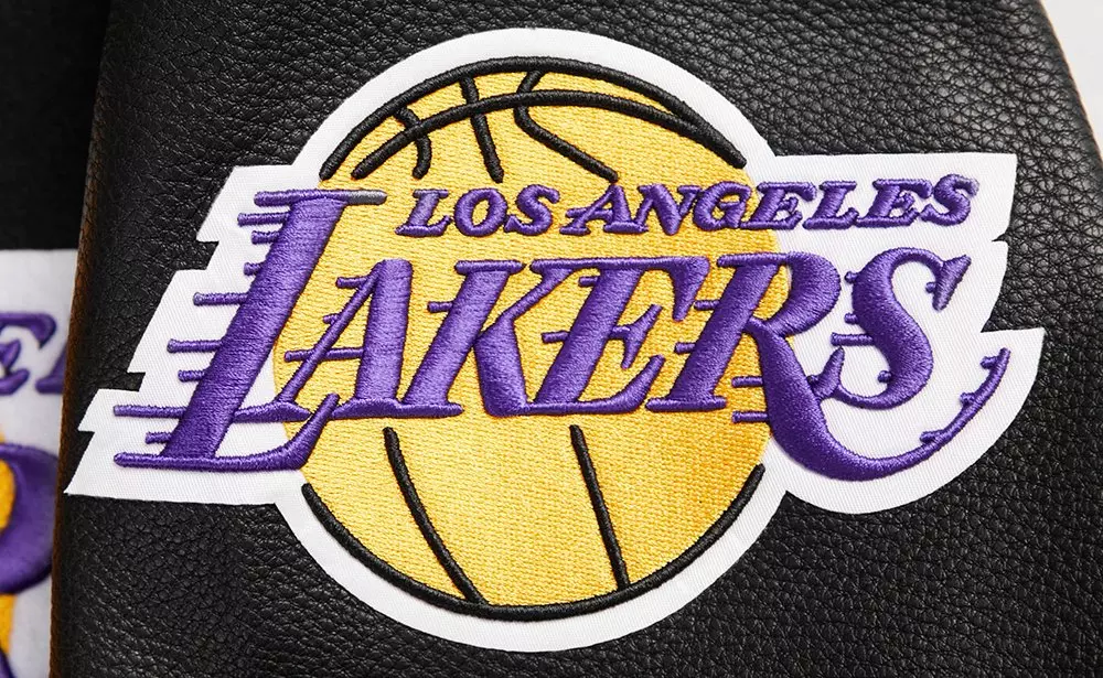 Pro Standard Men's NBA Los Angeles Lakers Retro Classic Rib Wool Varsity Jacket -Black/Purple/Yellow - BLACK/PURPLE/YELLOW