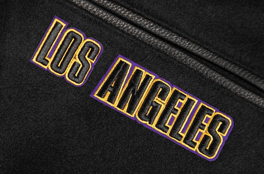 Pro Standard Men's NBA Los Angeles Lakers Retro Classic Rib Wool Varsity Jacket -Black/Purple/Yellow - BLACK/PURPLE/YELLOW Thumbnail View 8