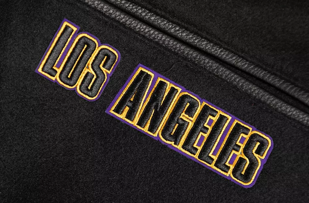 Pro Standard Men's NBA Los Angeles Lakers Retro Classic Rib Wool Varsity Jacket -Black/Purple/Yellow - BLACK/PURPLE/YELLOW