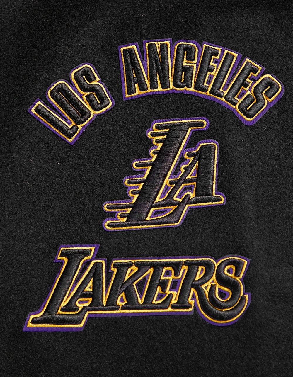 Pro Standard Men's NBA Los Angeles Lakers Retro Classic Rib Wool Varsity Jacket -Black/Purple/Yellow - BLACK/PURPLE/YELLOW Thumbnail View 9